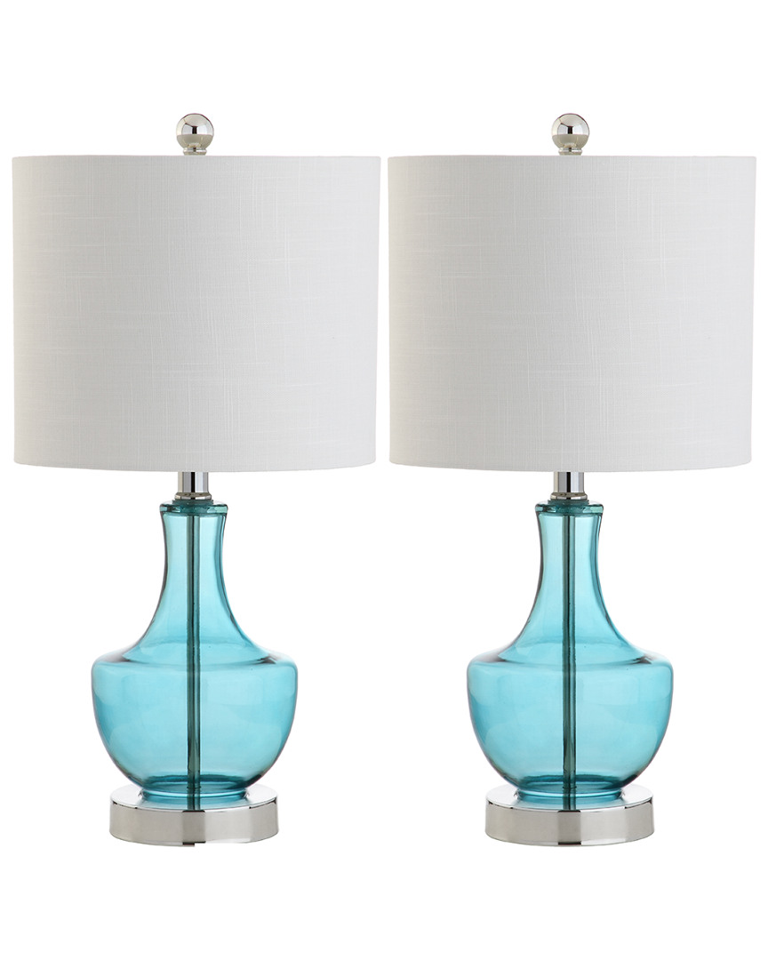 Jonathan Y Colette Set Of Two 20in Mini Glass Table Lamps In Metallic