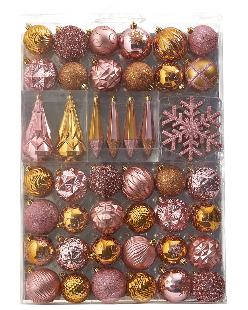 Shop Nearly Natural Holiday Shatterproof 52-count Christmas Tree Ornaments In Pink