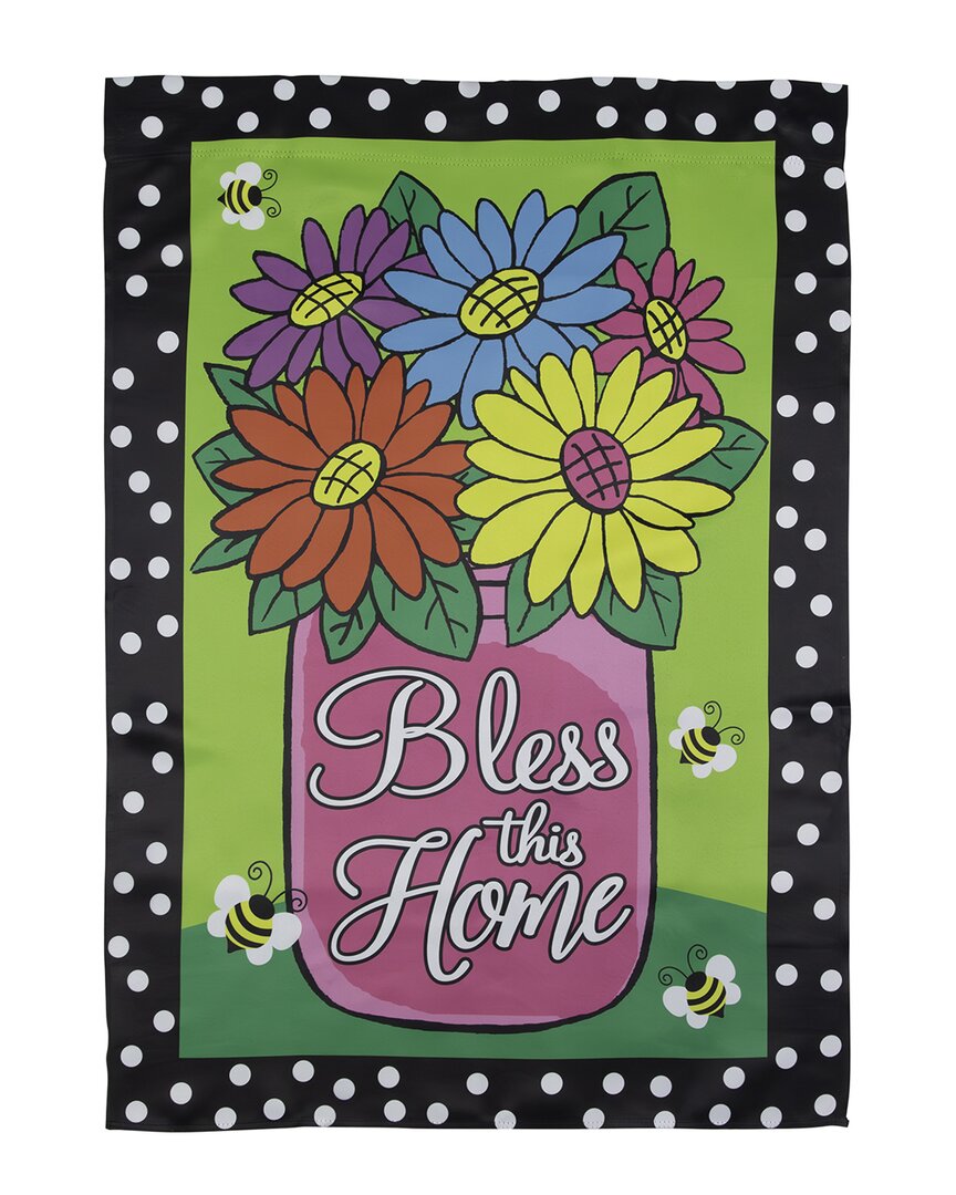 Northlight Bless This Home Bouquet With Vase Outdoor House Flag