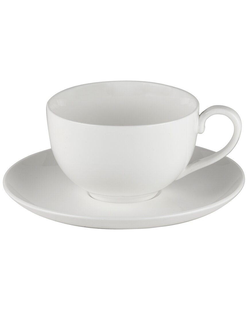 Ten Strawberry Street Set Of 6 Ricard Porcelain Coffee Cups & Saucers In White