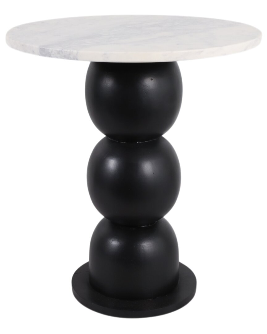 Sagebrook Home 20x18 Bubble Base Marble Top Accent Table,wht/blk In Black