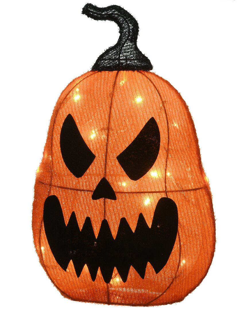 National Tree Company 16" Pre-lit Scary Jack-o-lantern In Orange