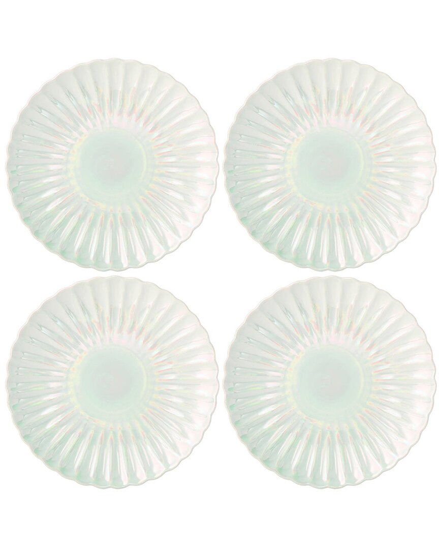 Godinger Set Of 4 Scalloped Pearl Luster Salad Plates In White