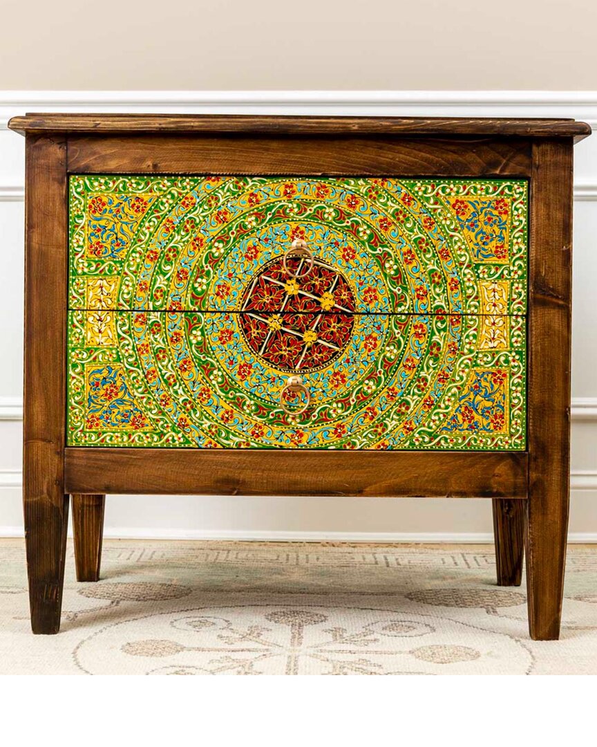 Pasargad Home Bohemian Purest Wood Nightstand In Brown