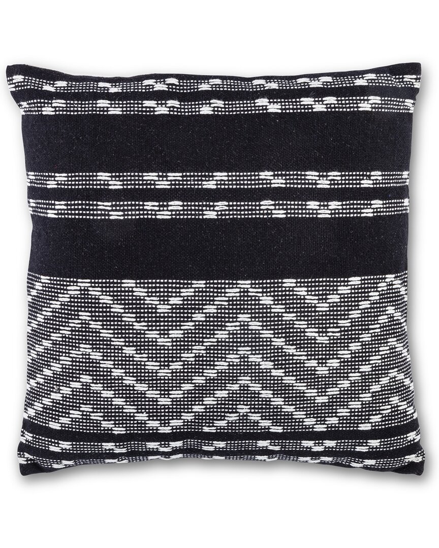 Lone Elm Studio 18in Black And Ivory Woven Cotton Square Accent Pillow