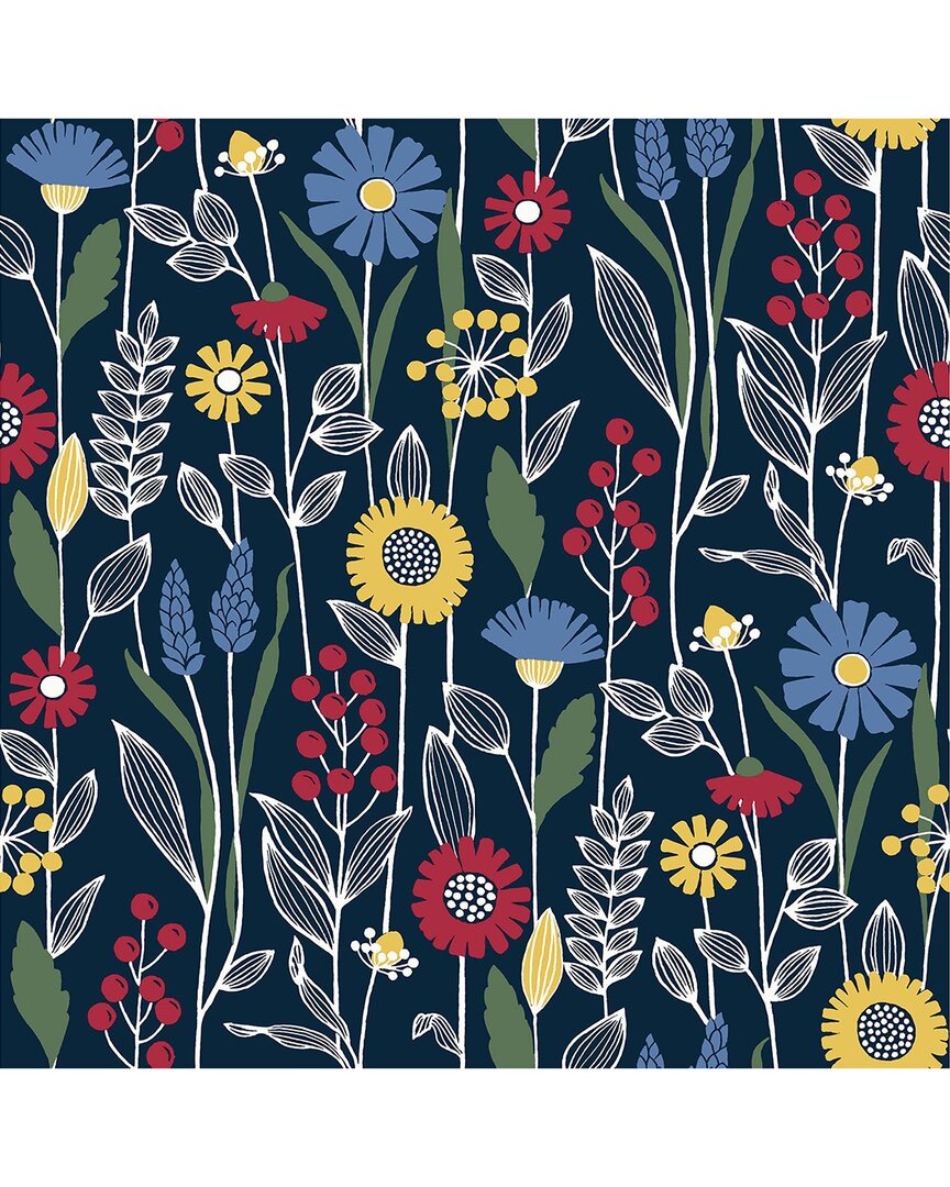 NUWALLPAPER NUWALLPAPER NAVY JANE PEEL & STICK WALLPAPER