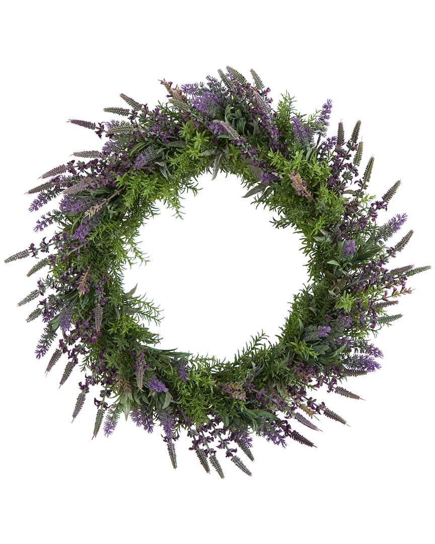 Nearly Natural 24in Lavender Artificial Wreath In Green