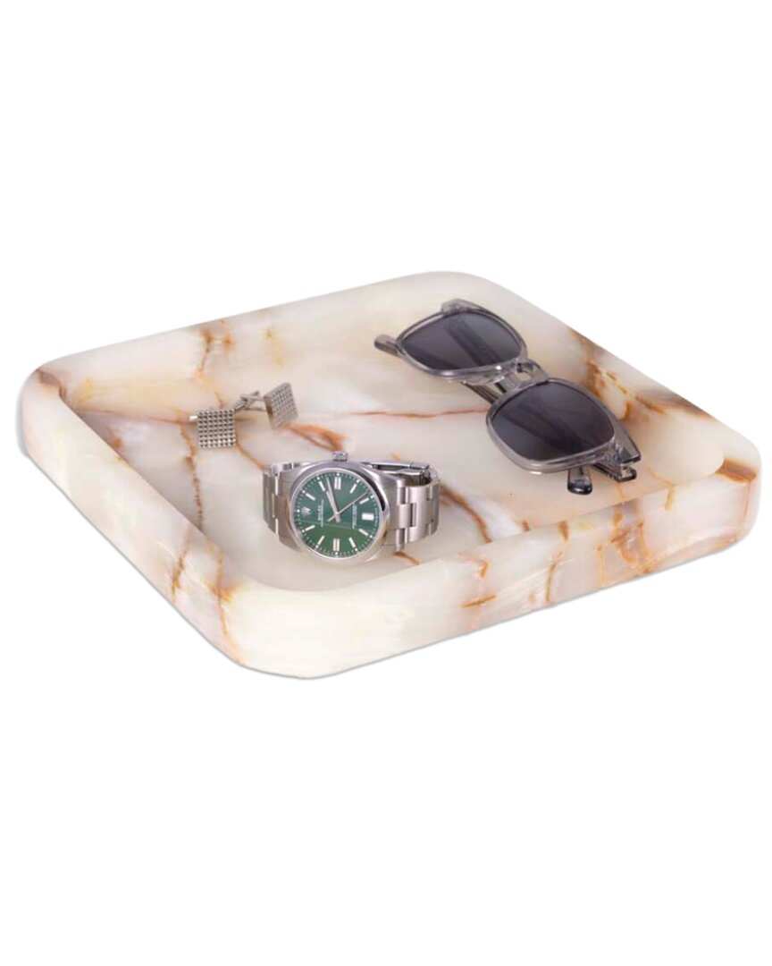 Bey-berk Robbie Genuine Marble Tray & Catch-all In Green
