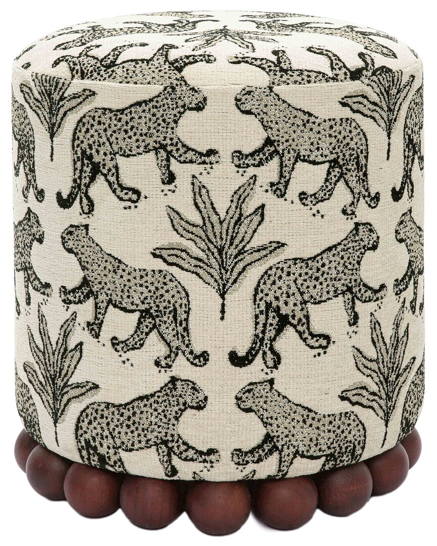 Tov Furniture Dex Leopard Jacquard Ottoman