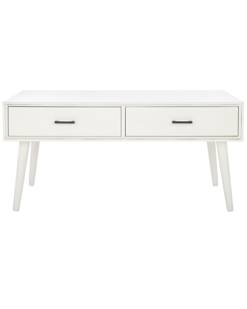 Safavieh Couture Mozart Mid Century 2 Drawer Coffee Table In White