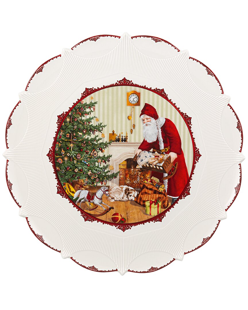 VILLEROY & BOCH VILLEROY & BOCH CHRISTMAS TOY'S FANTASY SANTA BRINGS GIFTS LARGE PASTRY PLATE