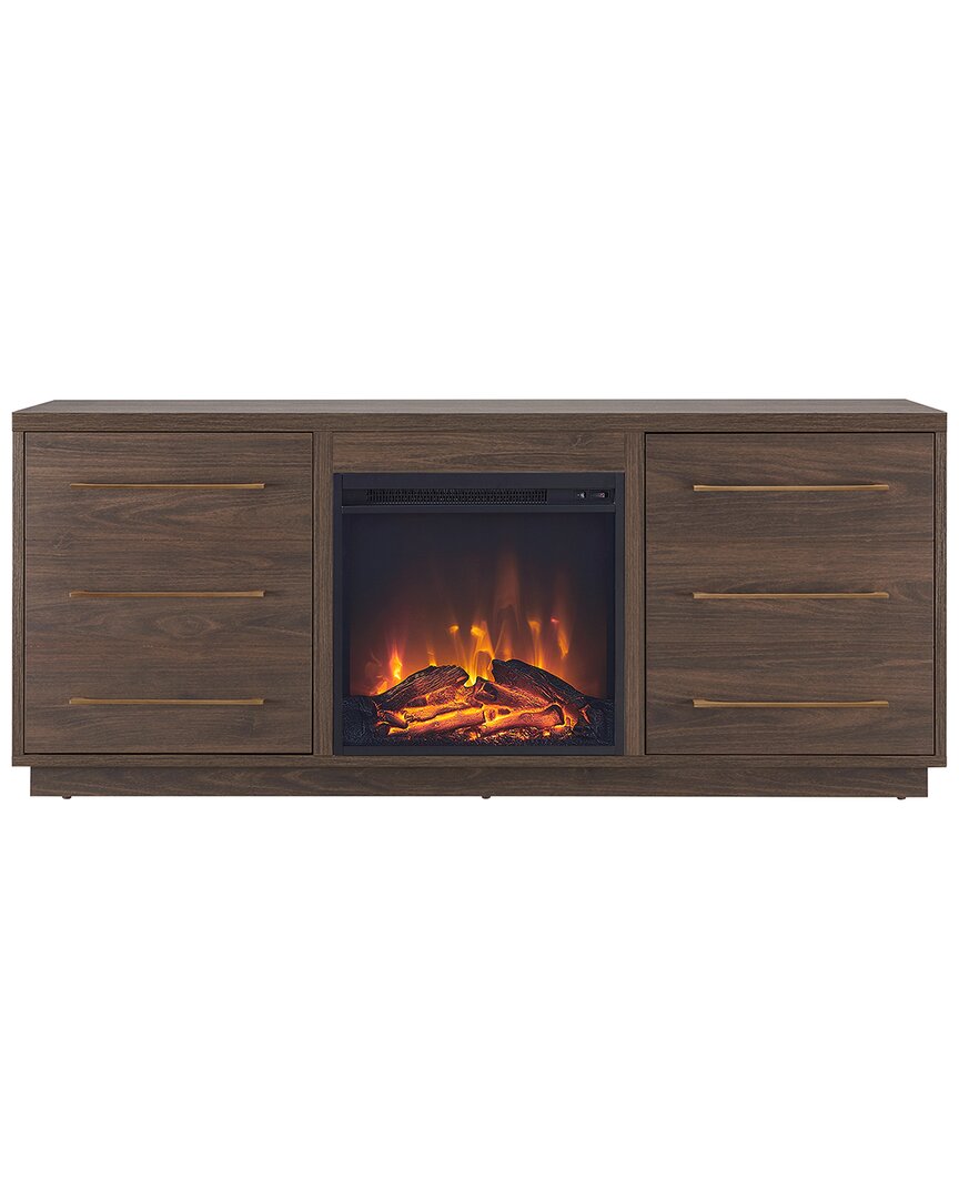 Abraham + Ivy Greer Rectangular Tv Stand With Log Fireplace For Tvs Up To 65in In Brown