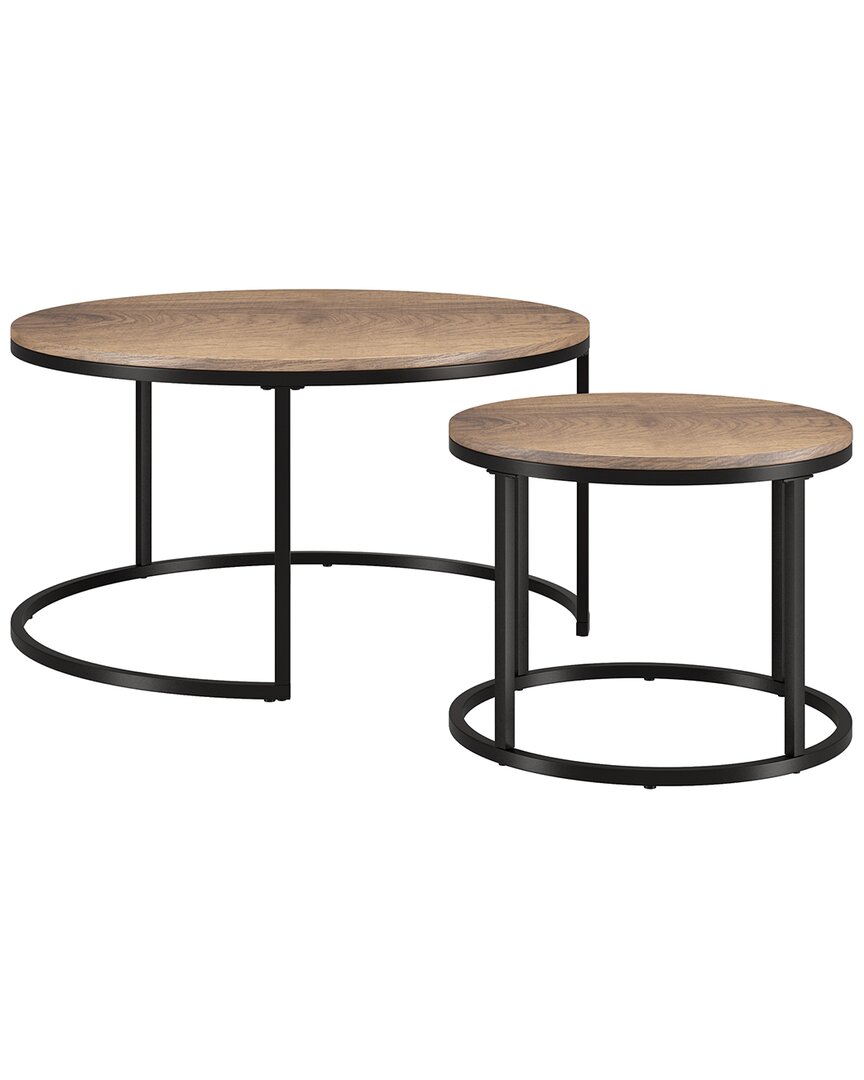 Abraham + Ivy Watson Round Nested Coffee Table With Mdf Top In B In Black