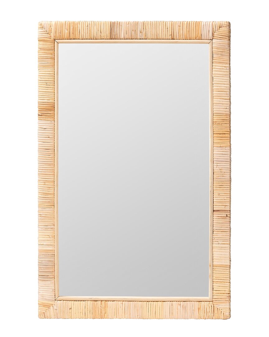 Baxton Studio Lankston Bohemian Rattan Rectangle Accent Wall Mirror In Brown