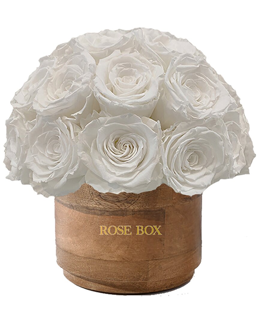 Rose Box Nyc Custom Rustic Mini Half Ball With Pure White Roses