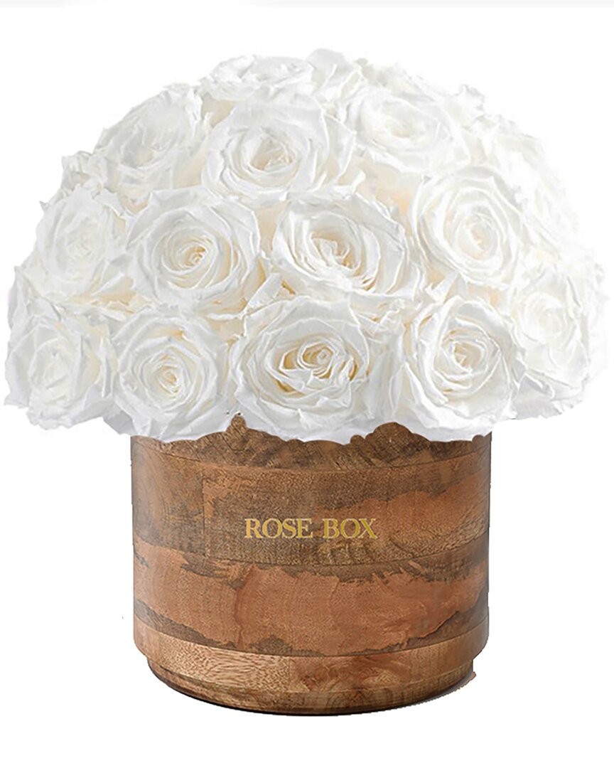 Rose Box Nyc Custom Rustic Premium Half Ball With Pure White Roses