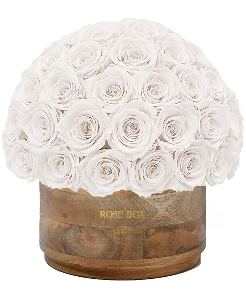 Rose Box Nyc Custom Rustic Xl Half Ball With Pure White Roses
