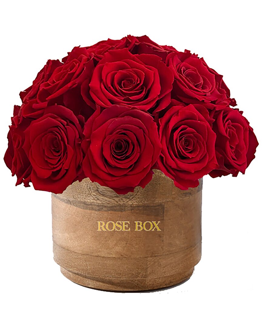 Rose Box Nyc Custom Rustic Mini Half Ball With Red Flame Roses