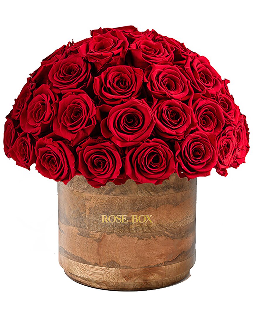 Shop Rose Box Nyc Custom Rustic Premium Half Ball With Red Flame Roses