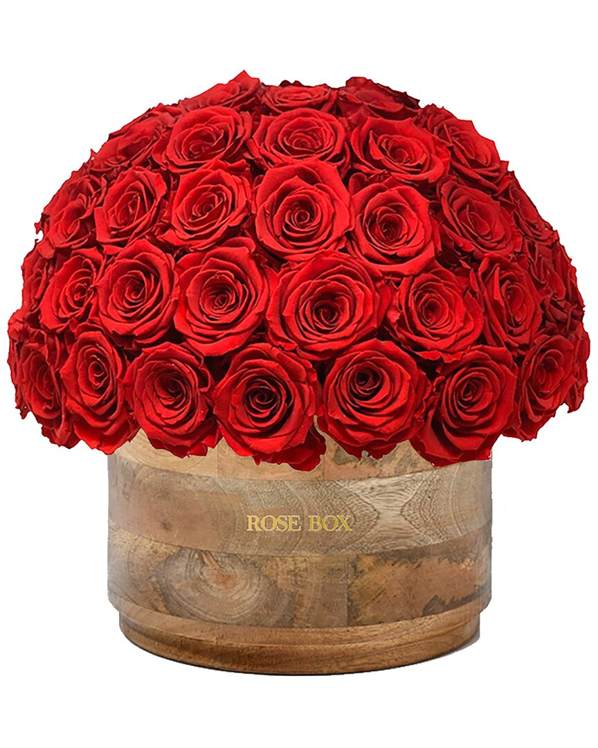 Rose Box Nyc Custom Rustic Xl Half Ball With Red Flame Roses
