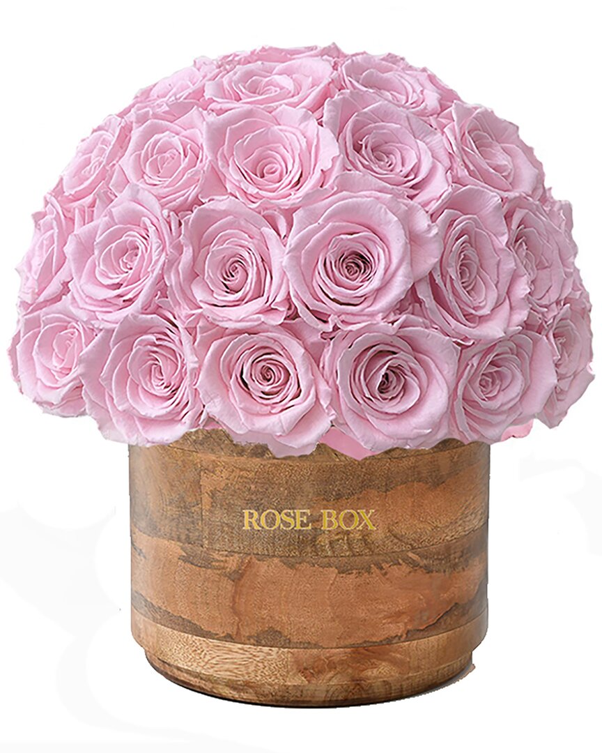 Shop Rose Box Nyc Custom Rustic Premium Half Ball With Light Pink Roses