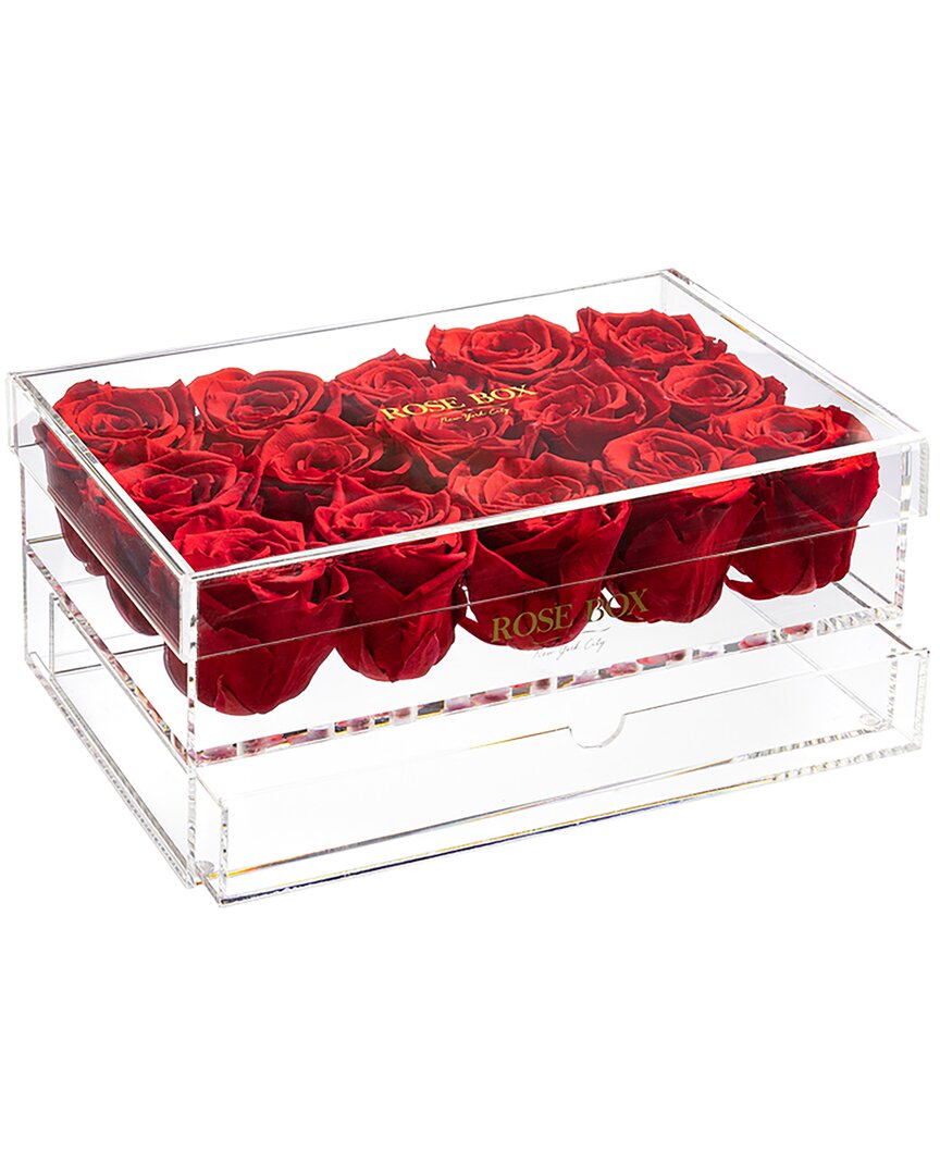 Rose Box Nyc 15 Red Flame Roses Jewelry Box