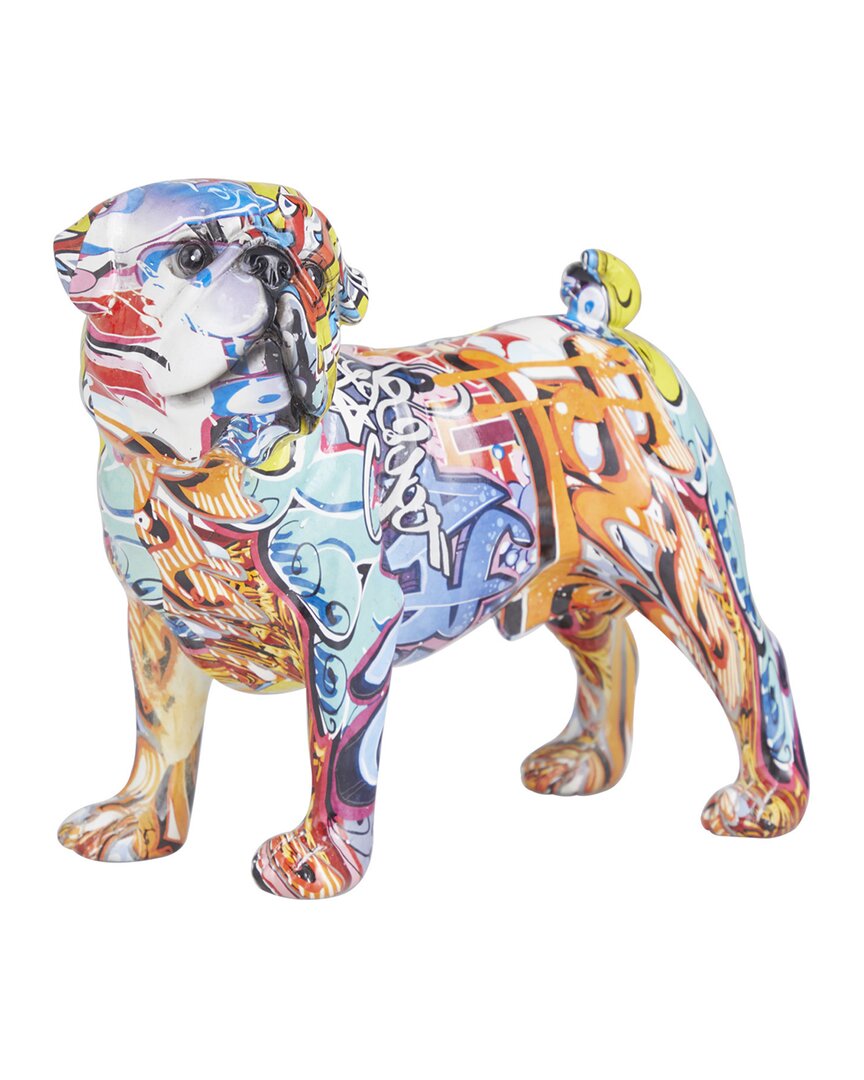 Peyton Lane Bulldog Multi Colored Polystone Graffiti Sculpture