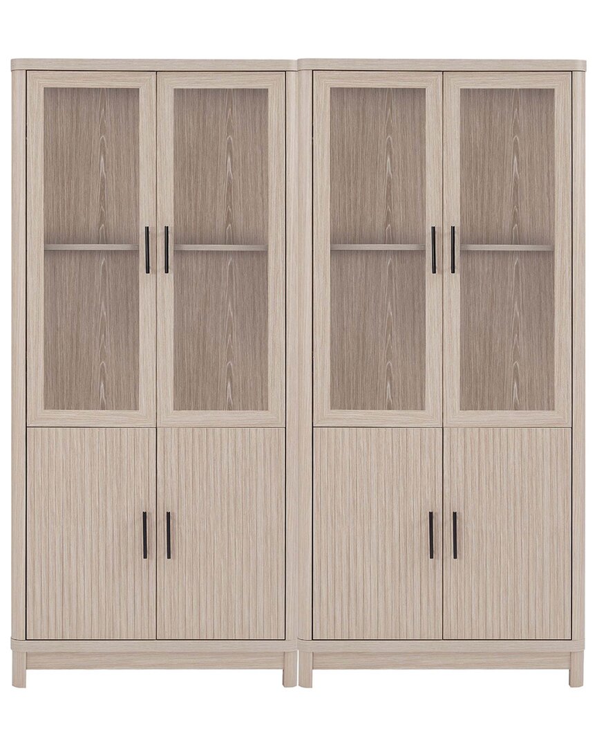 Manhattan Comfort 2 Piece- Mid Century-modern Jodie Bookcase In White
