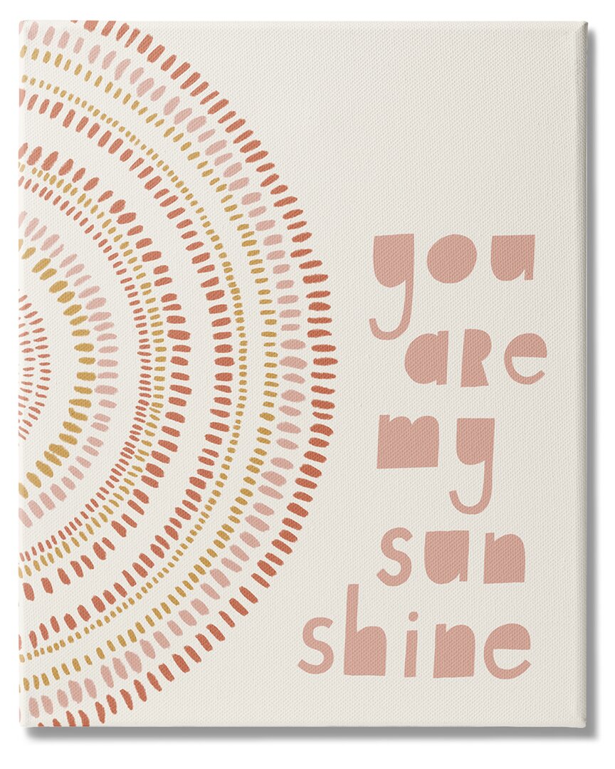 Stupell Industries You're My Sunshine Motivational Phrase Boho Stripe Circle Stretched Canvas Wall A In Beige