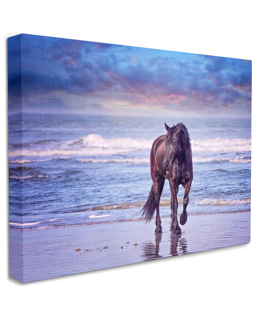 Stupell Industries Wild Horse On Beach Colorful Blue Sunset Stretched Canvas Wall Art By Phburchett In Multicolor
