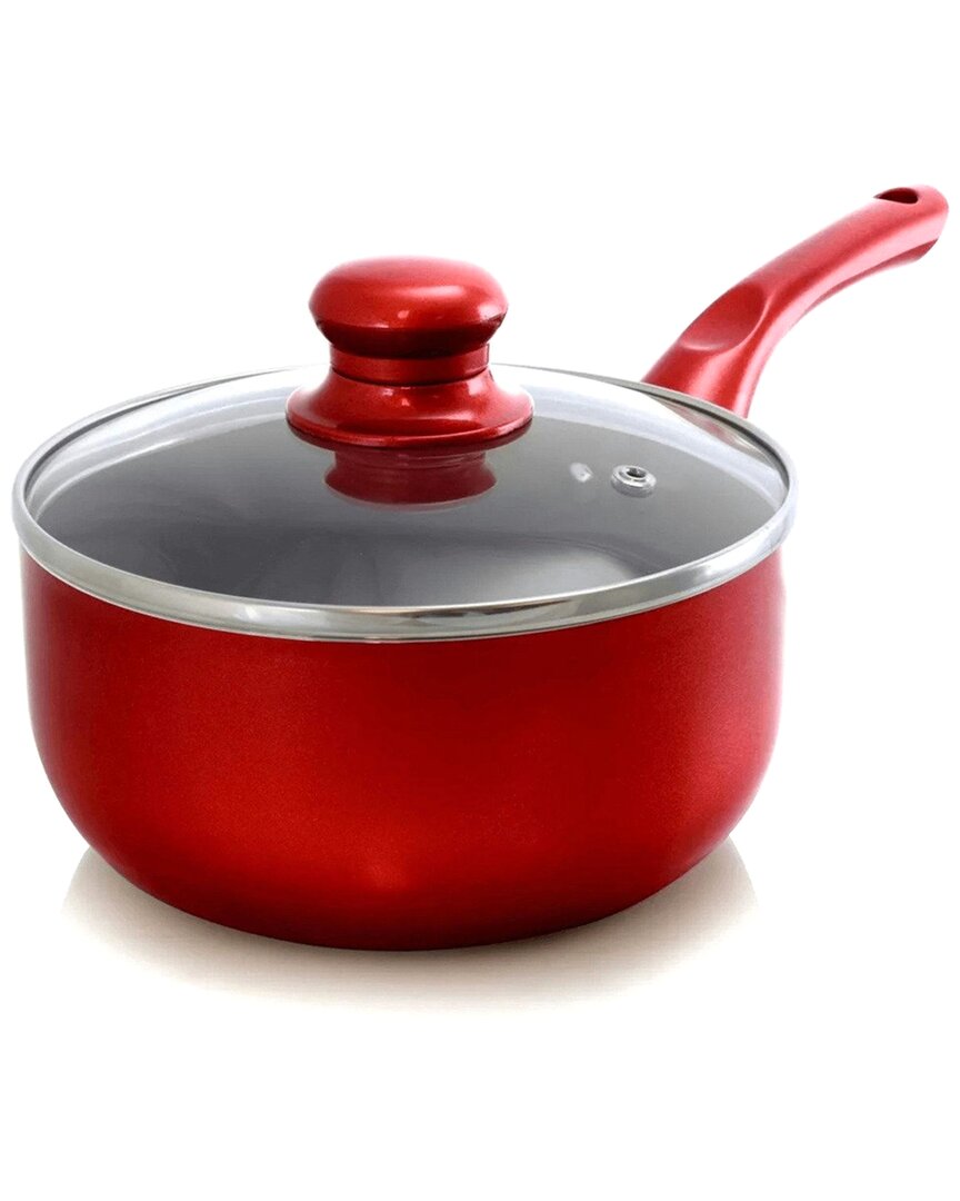 Better Chef 1.5-qt Glass Covered Sauce Pan In Red