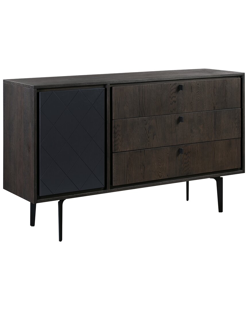 Armen Living Cross Solid Oak And Metal 3 Drawer Dresser