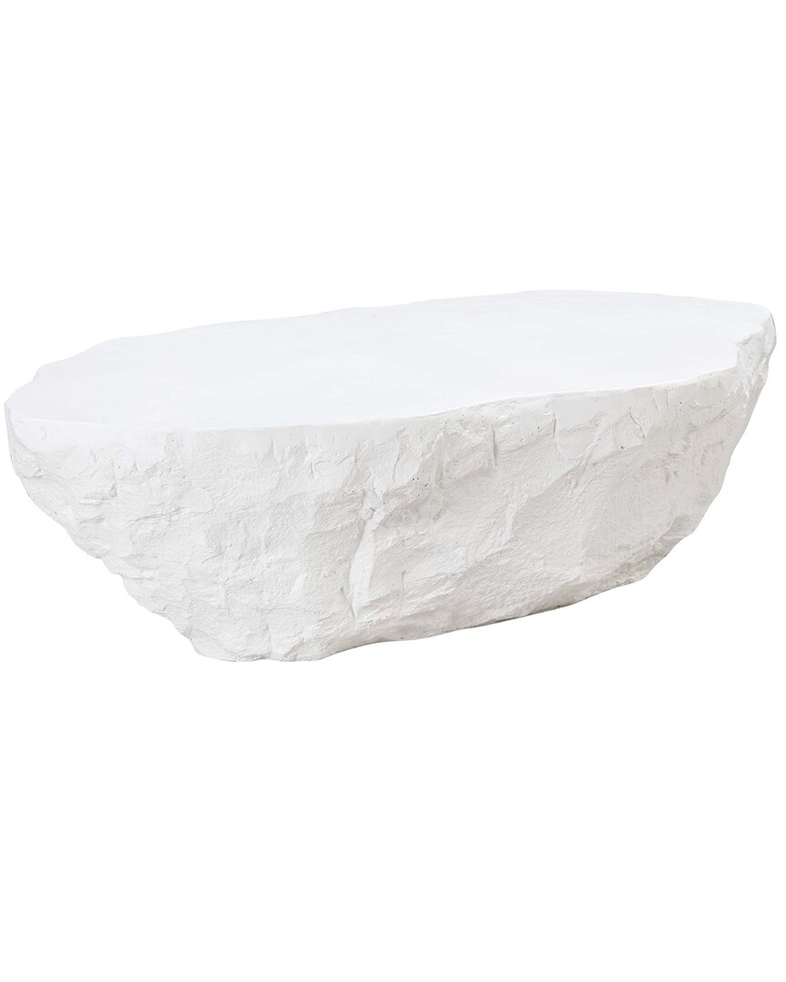 Tov Furniture Crag Concrete Coffee Table In White