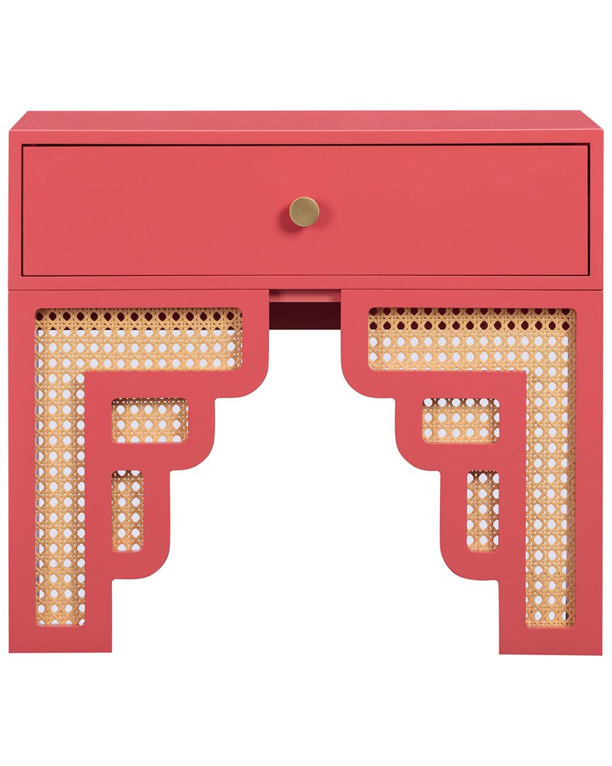 Tov Furniture Suzie Rattan Nightstand In Pink