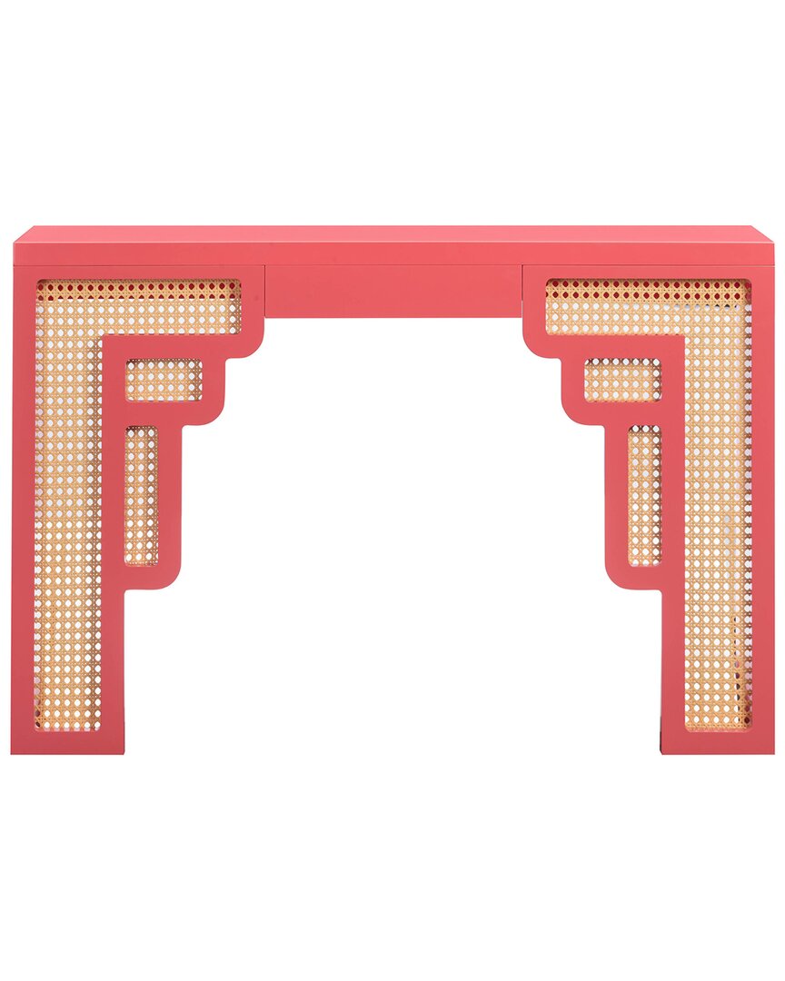 Tov Furniture Suzie Rattan Console Table In Pink