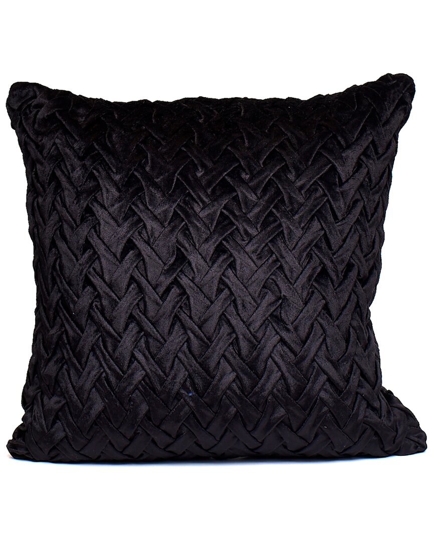 Harkaari Loose V Style Smocked Velvet Throw Pillow In Black