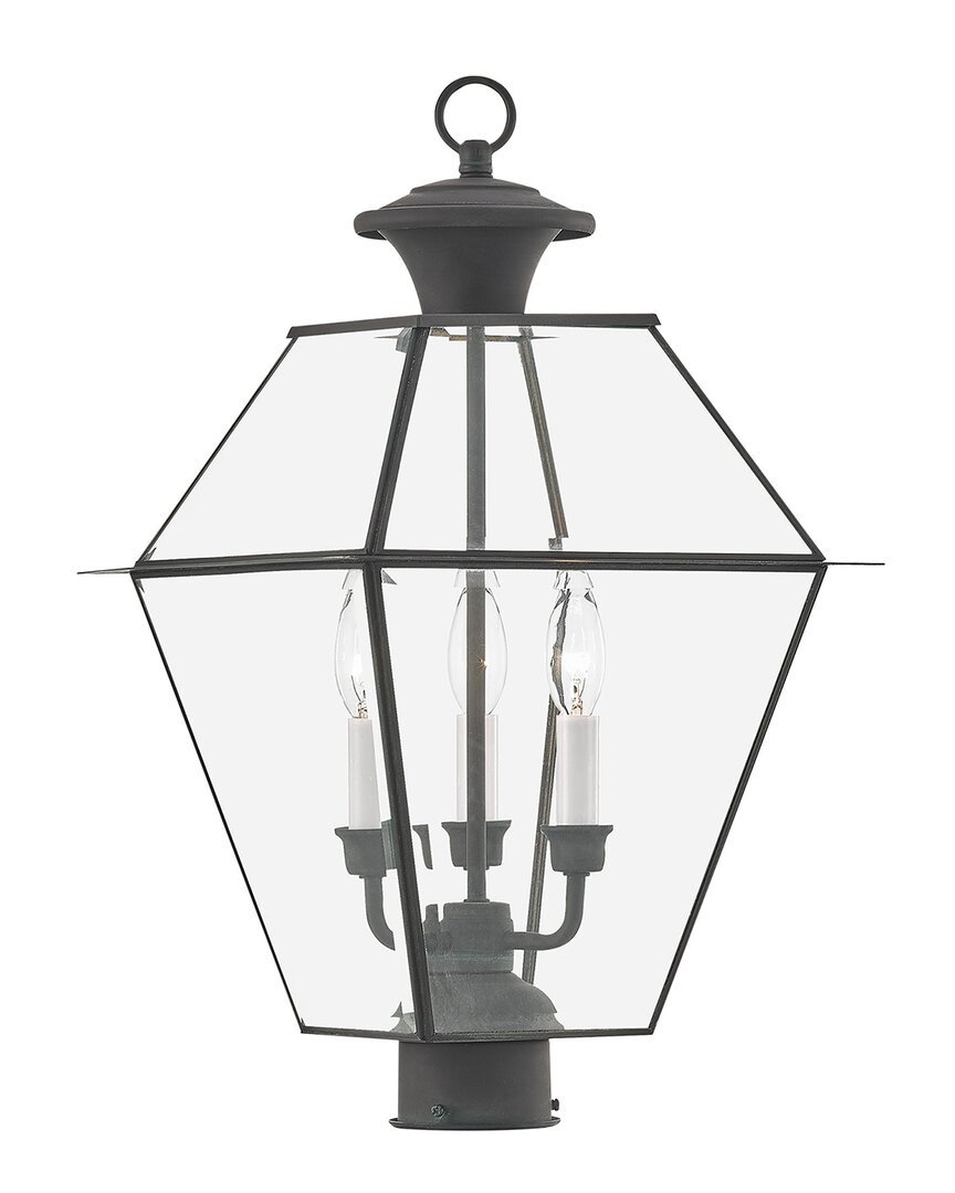 Livex Lighting 3-light Charcoal Outdoor Post Top Lantern In Charcoal