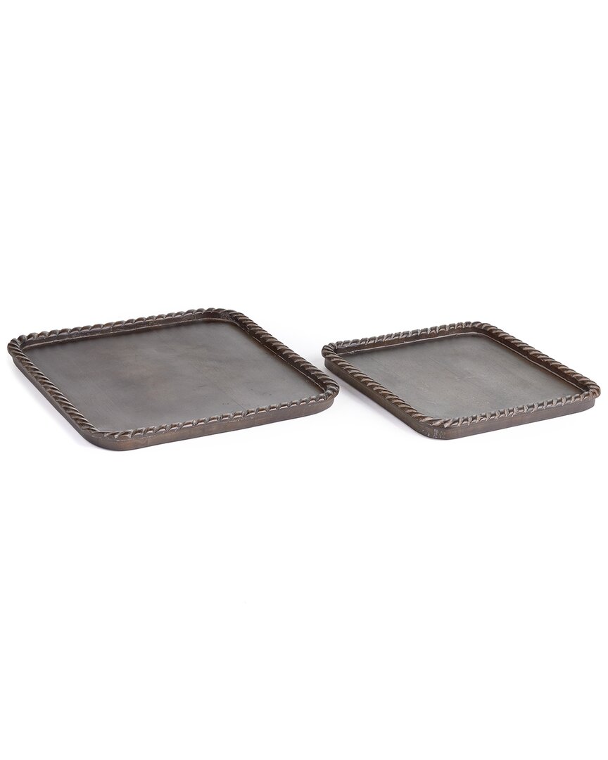 Napa Home & Garden Set Of 2 Langley Square Trays In Black