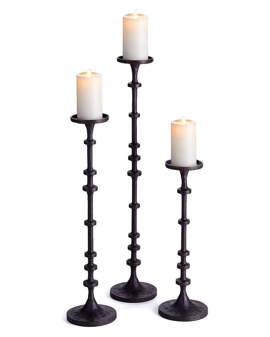 Napa Home & Garden Set Of 3 Abacus Candle Stands In Black