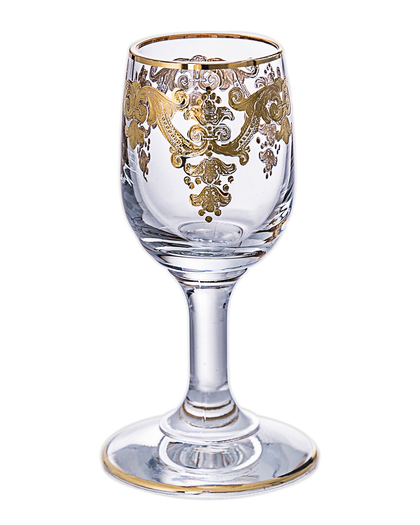 Shop Alice Pazkus Set Of 6 Vodka Glasses- 24k Gold Artwork In Clear