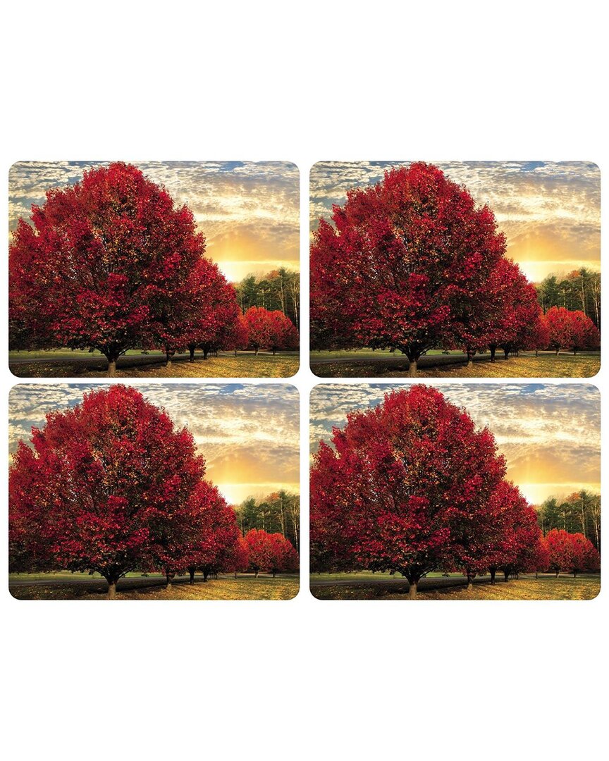 Pimpernel Crimson Trees Set Of 4 Placemats In Red