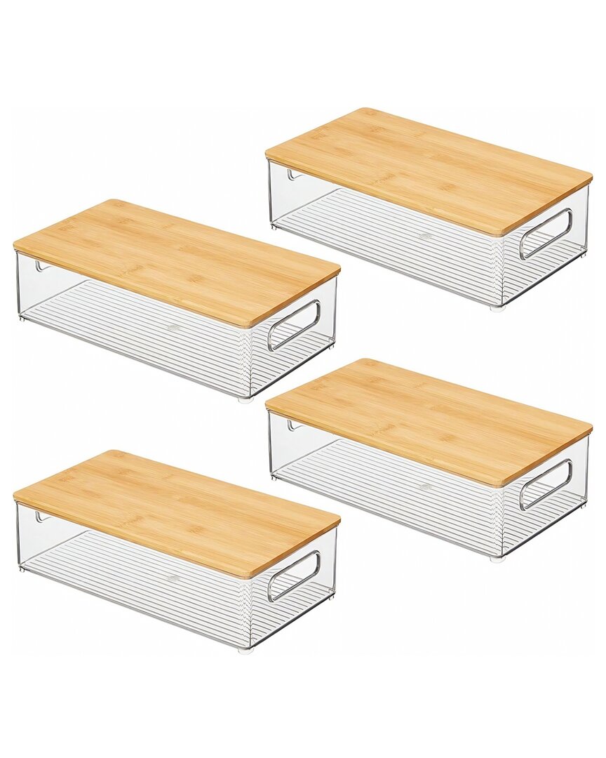 M DESIGN M DESIGN SET OF 4 KITCHEN BIN WITH BAMBOO LID & HANDLES