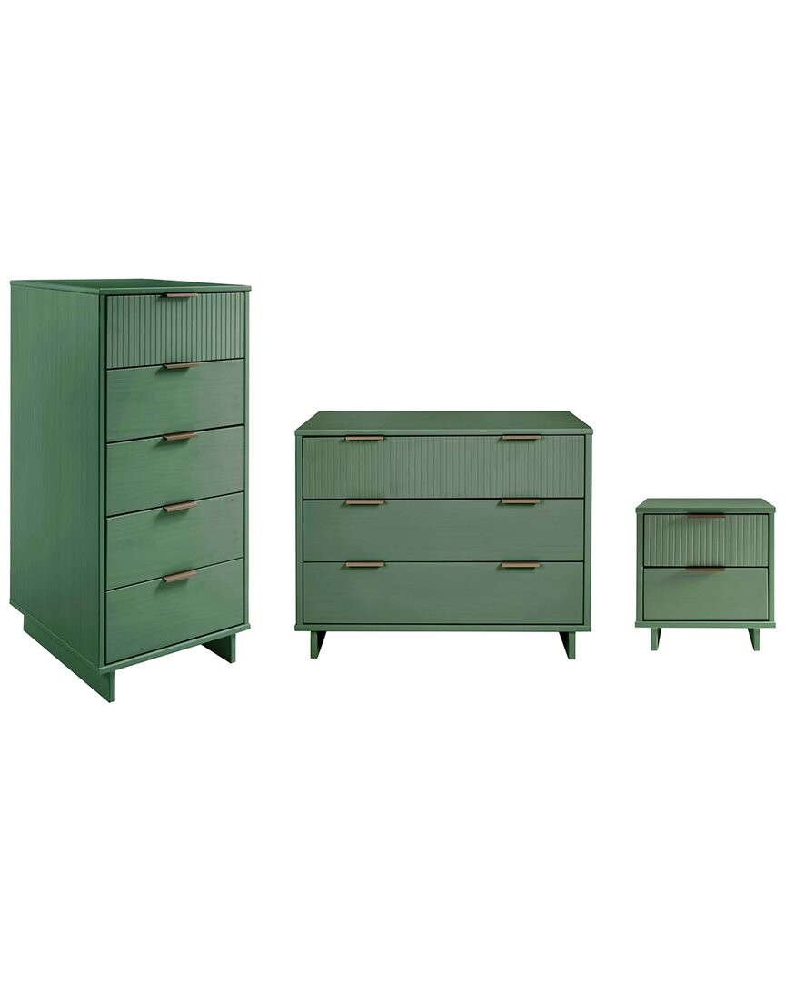 Manhattan Comfort 3-piece Granville Modern Solid W In Green