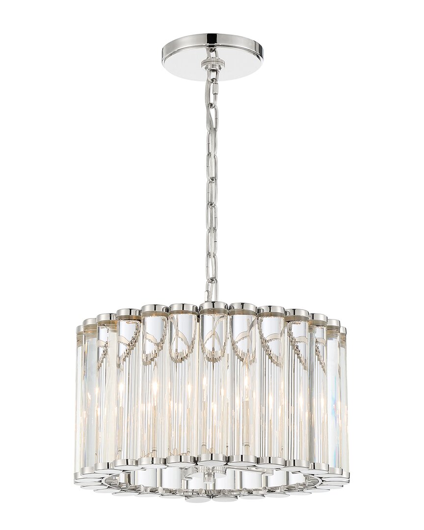 Crystorama Elliot 4 Light Polished Nickel Pendant In Nickel
