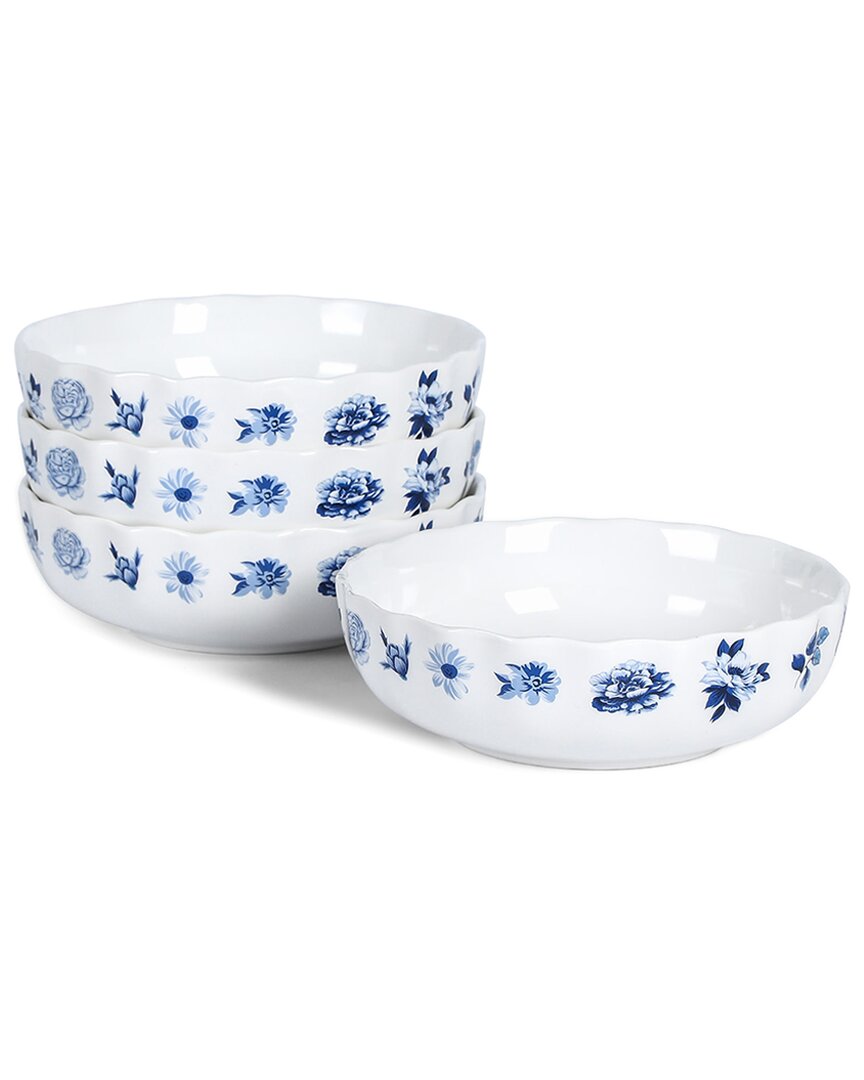 Stone Lain Fiore 4-piece Pasta Bowl Set New Bone China In White