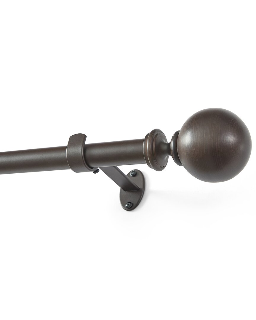 Threadmade Cordelia Single Curtain Rod With Globe Ball Finial In Brown