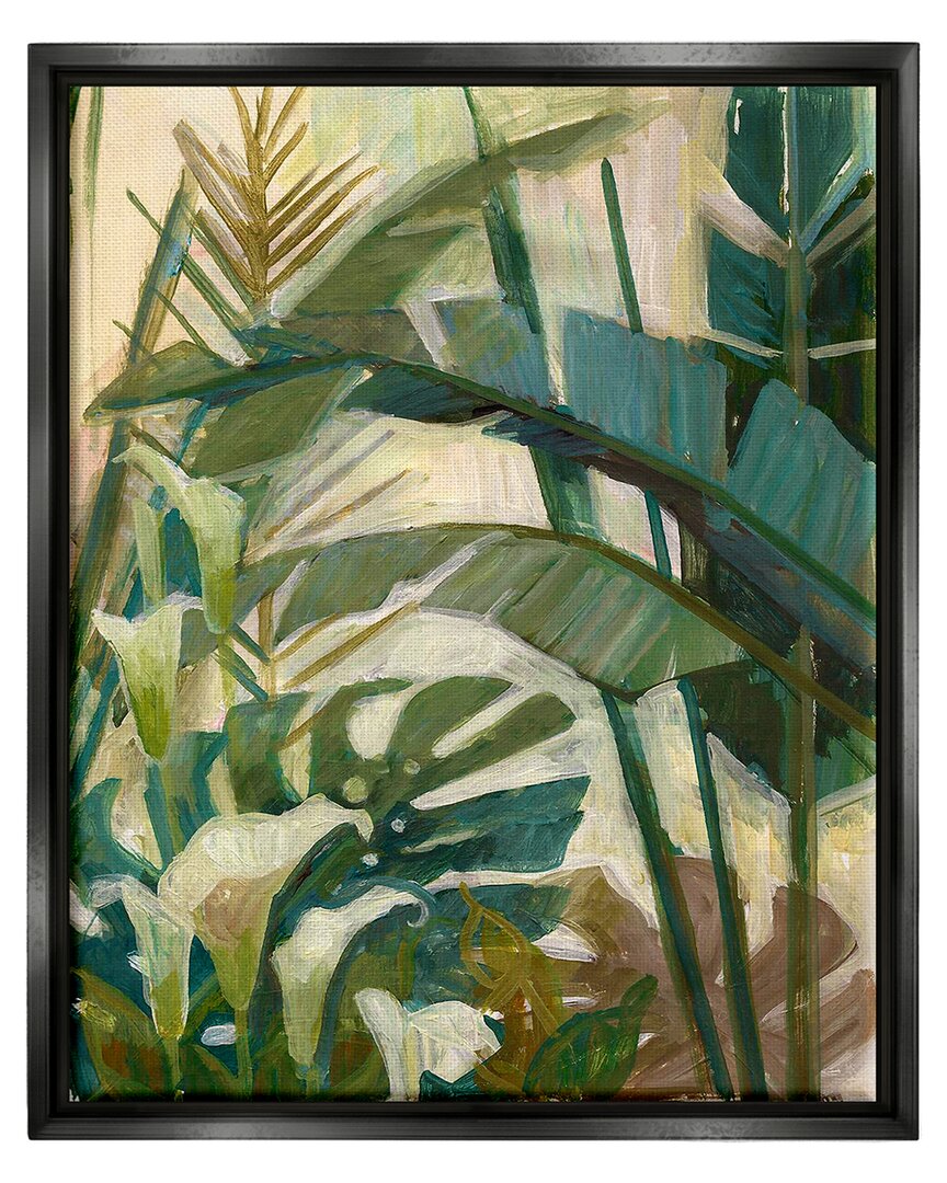 Stupell Tropical Jungle Plant Leaves Framed Floater Canvas Wall Art By Elaine Vollherbst-lane