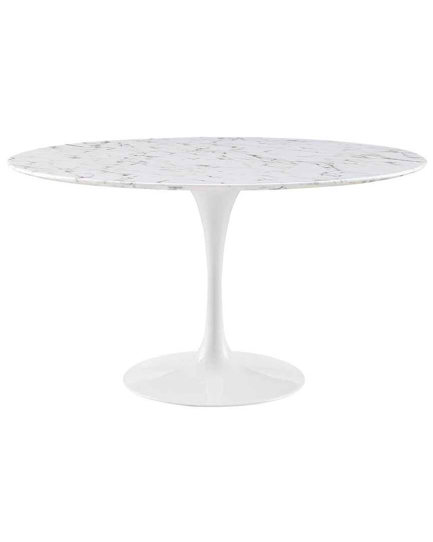 Modway Lippa 54in Oval Artificial Marble Dining Table In White