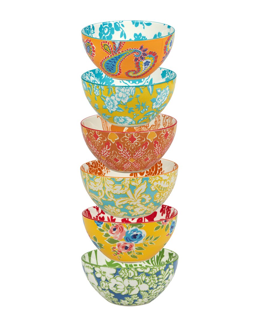 Certified International Damask Floral Set Of 6 All Purpose Bowl 4.75 6 Assorted