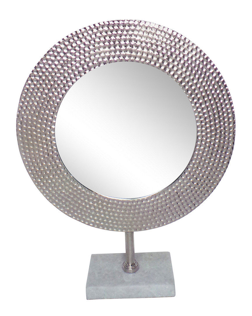 Sagebrook Home Metal Hammered Mirror On Stand In Silver
